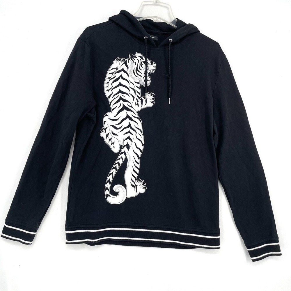 Inc International Concepts Men's Tiger Graphic Hooded Sweater Black Size S